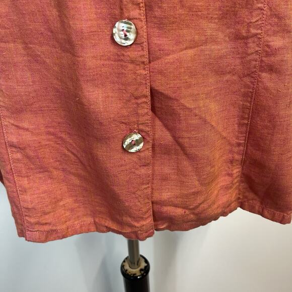 TSD Two Star Dog Pink Orange Linen Lagenlook Boho Jacket Blouse Size XL Casual - Picture 4 of 9